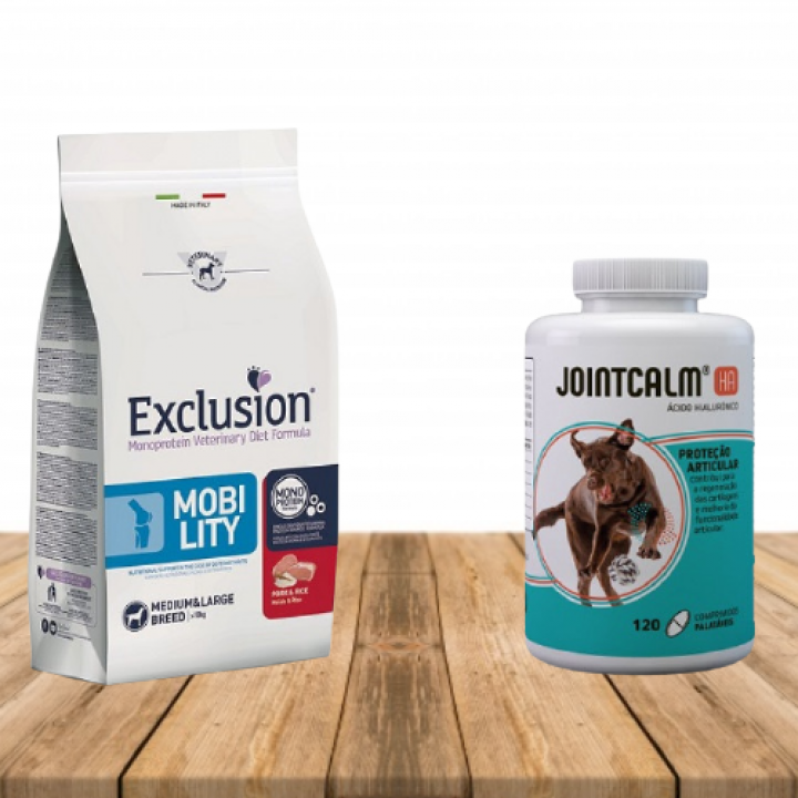 EXCLUSION VETERINARY DIET MOBILITY 12KG + JOINTCALM HA 120 COMPRIMIDOS